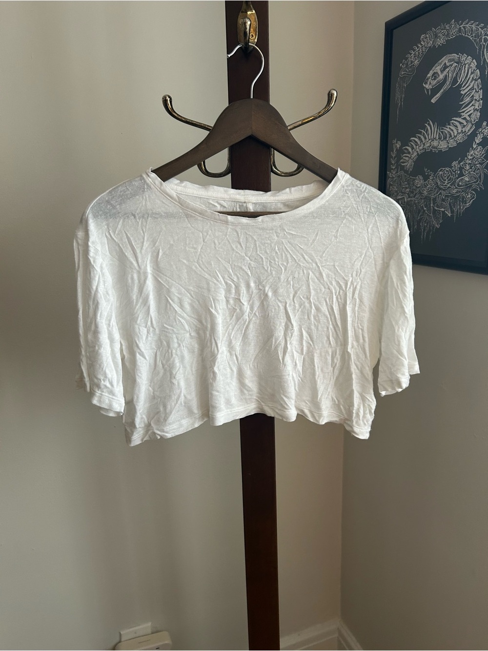 Aritzia linen mix crop top